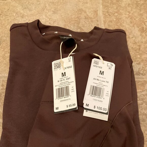 NWT ADIDAS 2 PIECE CHOCOLATE SWEATSHIRT AND LEGGINGS MATCHING SET WOMENS SIZE M - Picture 5 of 5